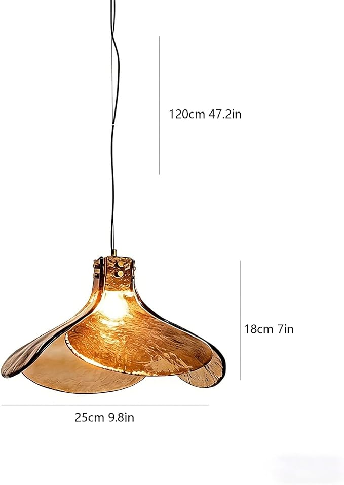 Vintage Wabi-sabi Style Chandelier French Retro Dining Pendant Light, Coffee Shop bar Bedside lamp, Coffee-Colored Glass Dining Table Home Lighting Fixture