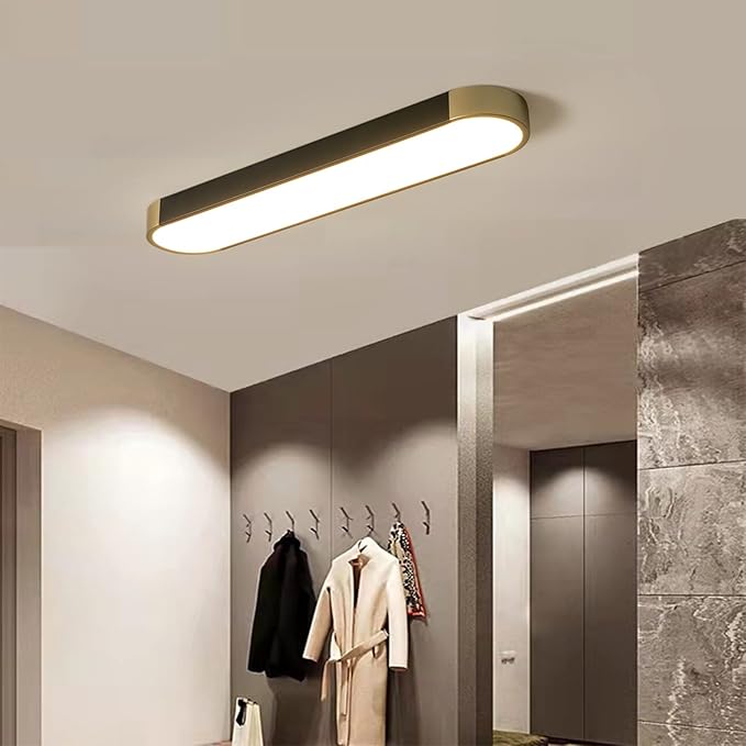 Tioolo Modern Ceiling Light, Acrylic Linear Ceiling Lamp, Dimmable LED Ceiling Light Fixture with Remote Control, Kitchen Dining Living Room Cloakroom Hallway Lighting (36W/27.5in L) - Aura Lighting