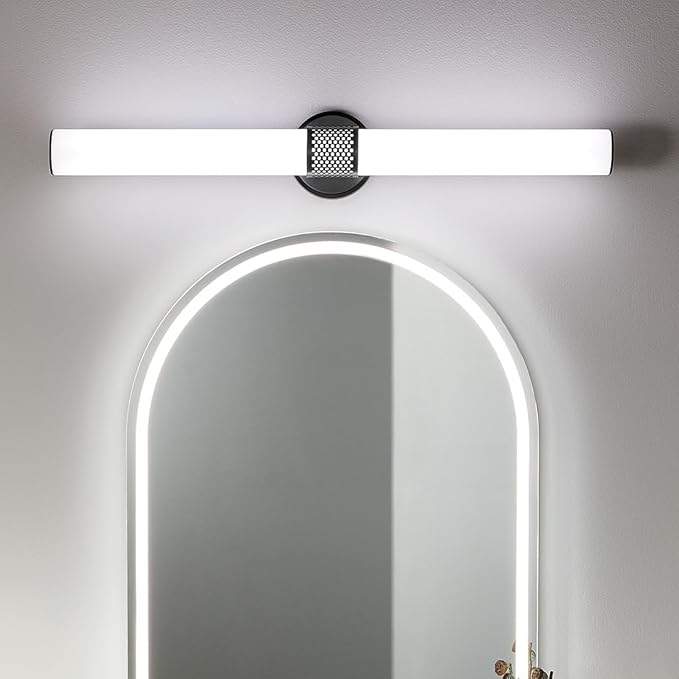 Kichler Sashi 32" LED Large Bath Bar with White Glass in Black, Modern, for Vanity, Fireplace, Buffet, Hallway, Vanity Mirror, (32" W x 5" H) 55193BKLED