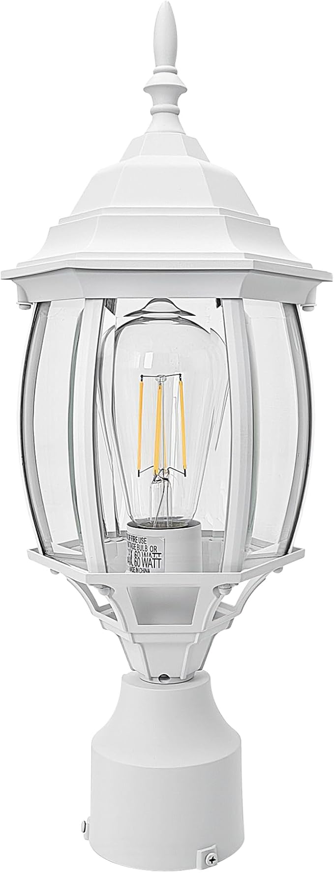2 Pack White Outdoor Lamp Post for Patio Pathway, 17inch White Outdoor Post Light Fixture for House Pier Mount Outside Lighting Exterior Pole Lamp 17” Coach Light