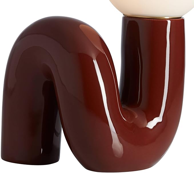 360 Lighting Fondant 11 1/2" Small Mid Century Modern Accent Table Lamps Set of 2 Chocolate Brown Ceramic Glass White Shade Living Room Bedroom Bedside Nightstand House Office Home