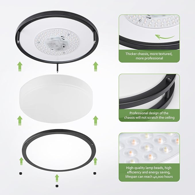 10 Inch Flush Mount Ceiling Light - 4 Pack 24W 3000K/3500K/4000K/5000K/6000K Dimmable Led Ceiling Light Fixture for Kitchen Hallway Bedroom Bathroom - Aura Lighting