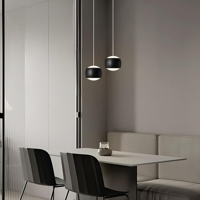 Modern LED Dimmable Pendant Light fixtures,Mini Island Pendant Lighting for Kitchen Island Dinning Room,Bedroom,Bar, Kitchen Island Ceiling Hanging Light Fixtures(black-1-Pack)