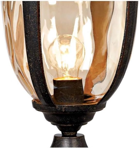 John Timberland Bellagio European Outdoor Post Light Fixture with Pier Mount Bronze 25 inch Tall Glass for Exterior House Porch Patio Outside Deck Garage Yard Garden Driveway Home Lawn Walkway