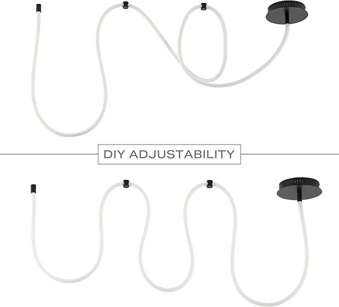 JONATHAN Y 55" Black Modern Minimalist Linear LED Flush Mount Light, 360° Adjustable Silicone Neon Rope, Dimmable Lamp for Bedroom, Living Room, Home Office (JYL7142B)