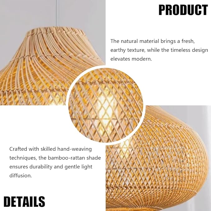 Retro Zen Wabi-sabi Rattan Pendant Light,Hand-Woven Lantern Chandelier,Adjustable Height Wicker Hanging Lamp,Metal Dining Room Fixture for Bedroom Tea Room Hotel Coffee Shop Kitchen Island