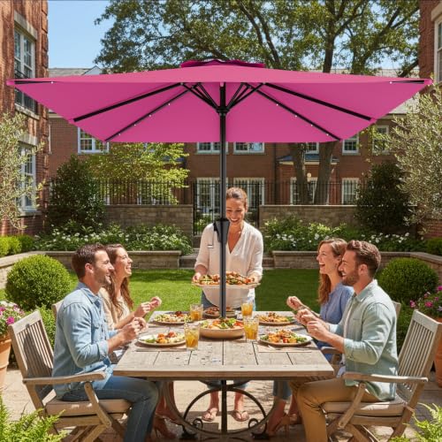 8' X 10' Rectangular Patio Umbrella with Solar Lights