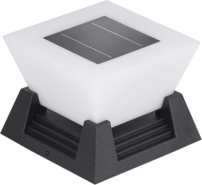 Solar Post Lights, 11" Pillar Light Outdoor, 3000K LED Solar Column Lights Outdoor IP54 Waterproof Square Column Lamp Modern Dusk to Dawn Pillar Lighting for Patio Garden Yard Deck Backyard