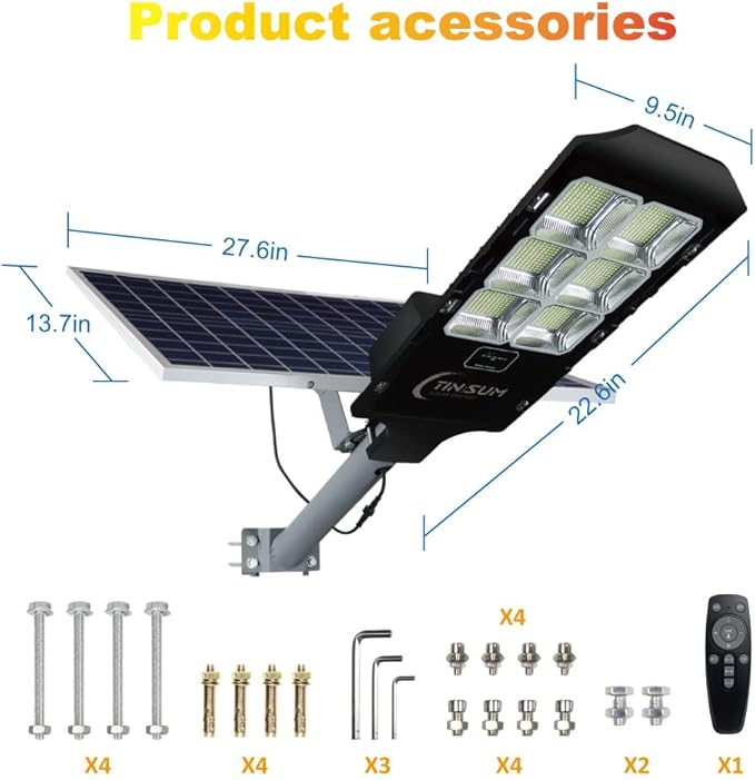 Solar Led Street Lights Outdoor,800w Solar Flood Light Fixture High Lumens Dusk to Dawn Security Stadium Lighting Waterproof Pole Light with Motion Sensor for Parking Lot,Garden,Yard, Court