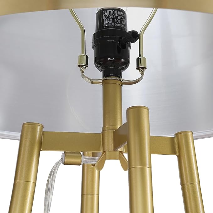 ROSEN GARDEN Floor Lamp, Standing Reading Light with Shelves and Gold Shade, Modern Tall Pole Lamp, Accent Furniture Décor Lighting for Living Room, Bedrooms