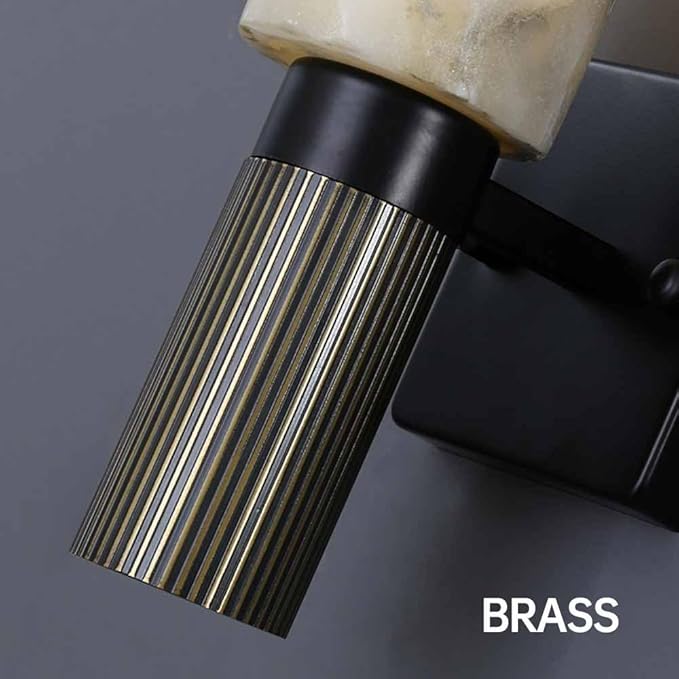 Modern Alabaster Sconce Marble Wall Sconce for Living Room Black Base Bathroom Vanity Wall Sconce Lighting Stone Marble Wall Lamp for Bedroom Corridor Stairs Restaurant - Aura Lighting