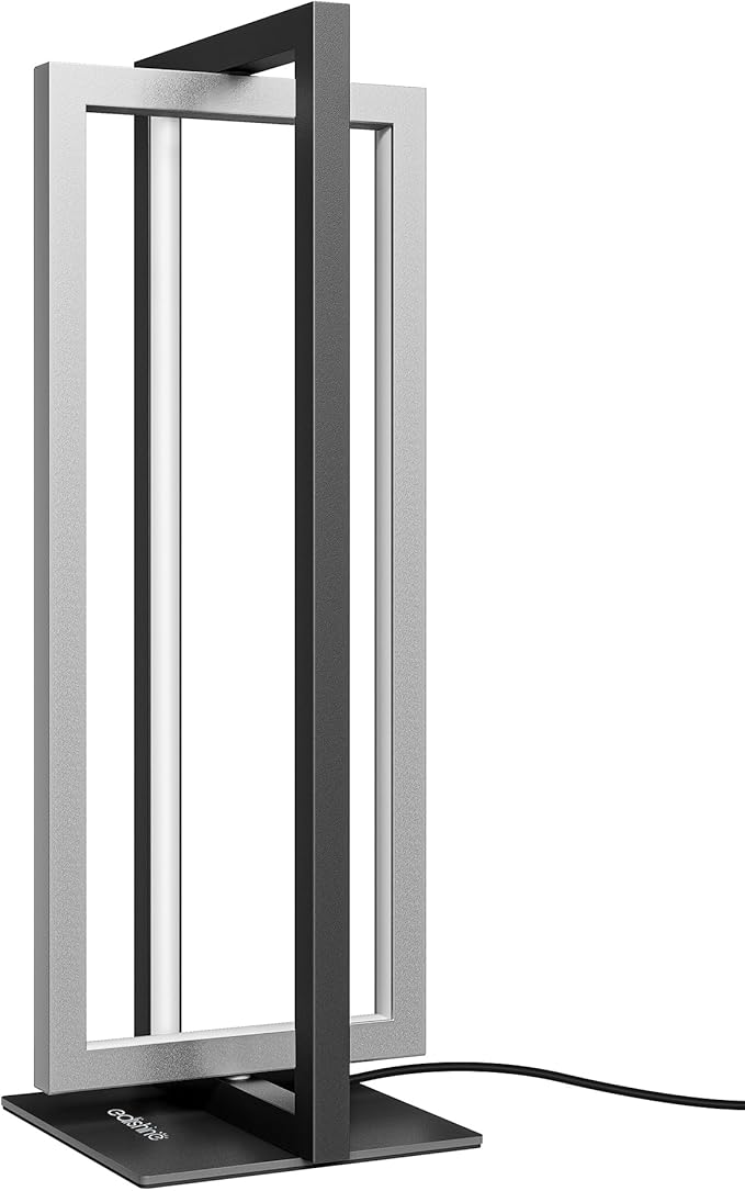 EDISHINE Modern LED Table Lamp, 750LM Stepless Dimmable Bedside Lamp, 3 Color Temperature, Switch Control Nightstand Lamp for Living Room Bedroom, Dual-Frame Rectangle, Angle Adjustable