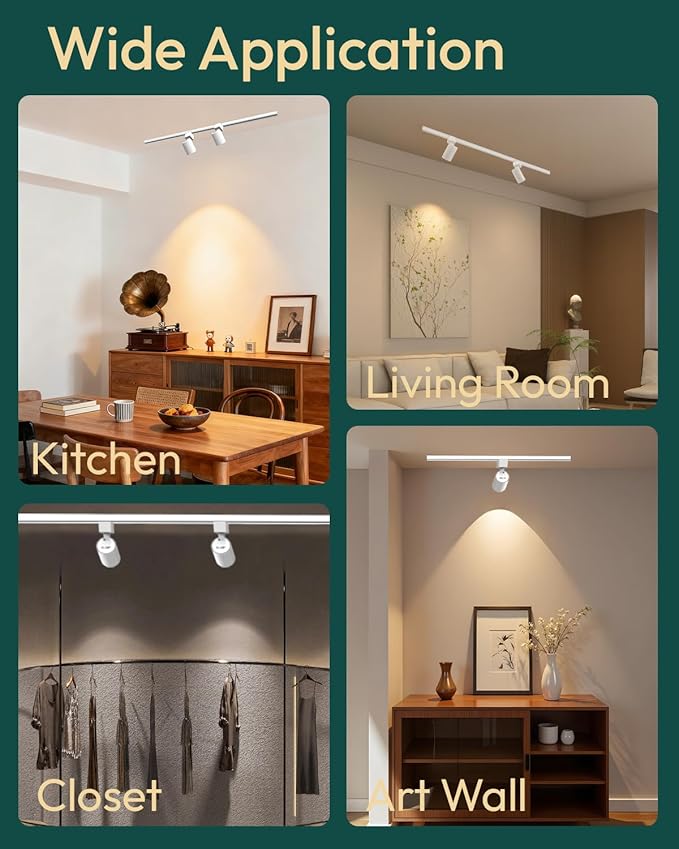 ALAMPEVER 12 Pack LED Track Lighting Heads, Dimmable J Type LED Track Lights with 5 Selectable Color Temperatures, 2700K/3000K/3500K/4000K/5000K, 10W, 800LM, 36°, Ideal for Home Commercial Use, White - Aura Lighting