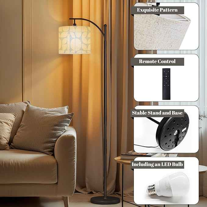 Floor Lamp Geometric Abstract White Semicircles Leaf Shapes Light Blue Arc Floor Lamp with Remote Modern Dimmable Standing Lamps for Living Room Bedroom Office Home Room Decor