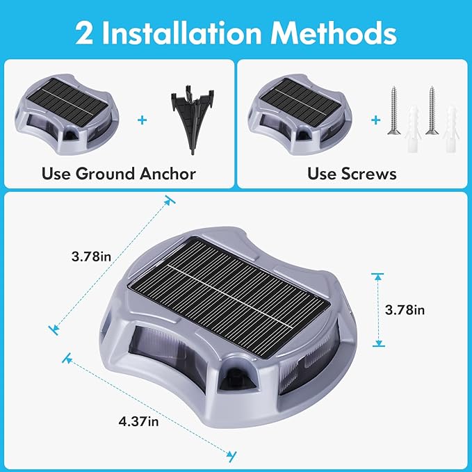Bosceos Solar Driveway Lights Outdoor 20-Pack, Solar Deck Lights RGB Color Modes Dock Light Waterproof Driveway Markers Step Light for Sidewalk Stair Garden Pathway Walkway Yard