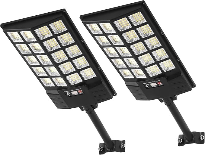 Solar Street Lights Outdoor, Waterproof Motion Sensor Flood Light with Remote, Dusk to Dawn Security Lighting for Yard, Garden, Pathway, Parking Lot (2 Pack)