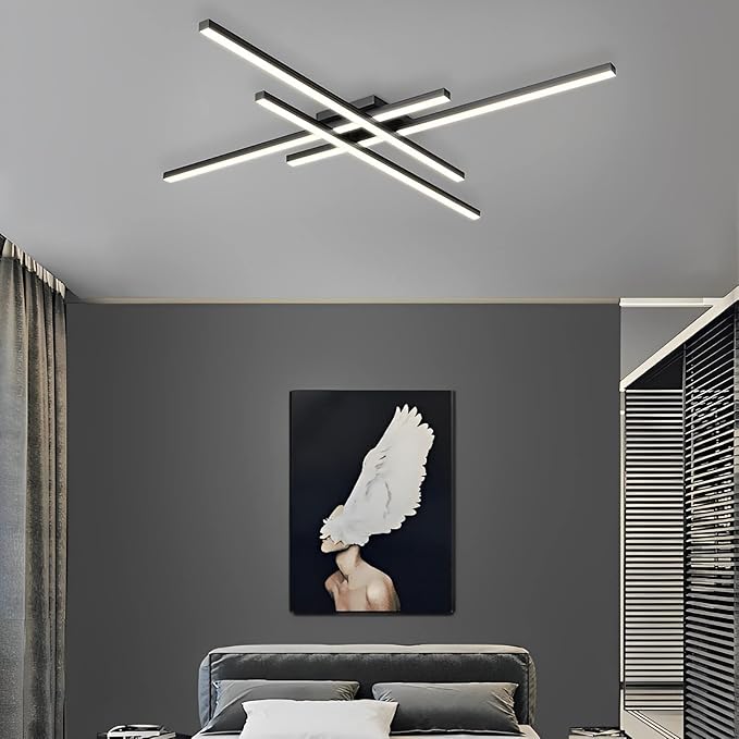 Modern Light Fixture, Modern LED Ceiling Lights, Ceiling Light Fixture for Hallway, Entrance, Cafe,Living Room, Bedroom, Corridor, Porch, Passage Light Fixtures (Black (4-Lights))