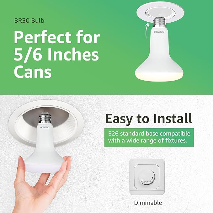 18 Pack BR30 LED Recessed Light Bulb, Dimmable Indoor Flood Light Bulbs CRI80 7W Equivalent 65W 3000K Warm White 650 Lumens, 15000 Lifetime Hours E26 Base LED Can Light Bulb, Flicker-Free