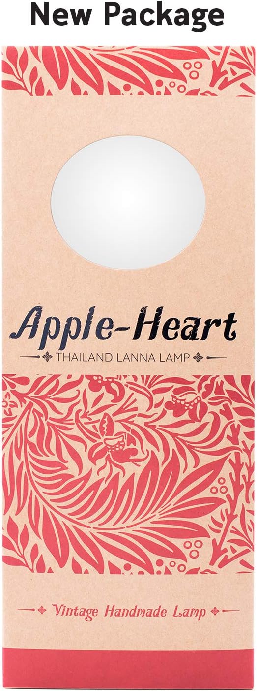 APPLE-HEART RED Berry Thailand Lanna LAMP Moon Sakura Table Lamp Lighting Shades Floor for Bedroom Modern Vintage Handmade Asian Oriental Wood Bedside Gift Art Home Garden Christmas I3M
