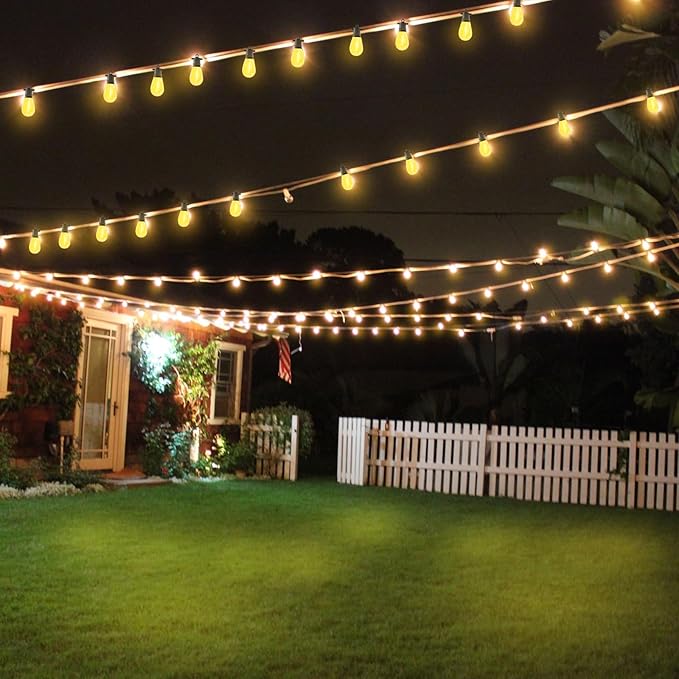 100 FT Outdoor String Lights IP65 Waterproof Patio Lights with 30 + 3 Shatterproof LED Bulbs Commercial Grade LED String Lights Connectable Hanging Decorative Lights for Outdoor Terrace Yard