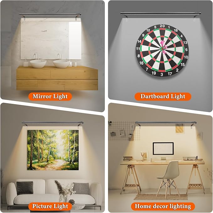 Wireless Picture Light, Battery Operated LED Painting Lights with Remote Control, Dimmable, Timer for Art Frame (Black-31.5inch)
