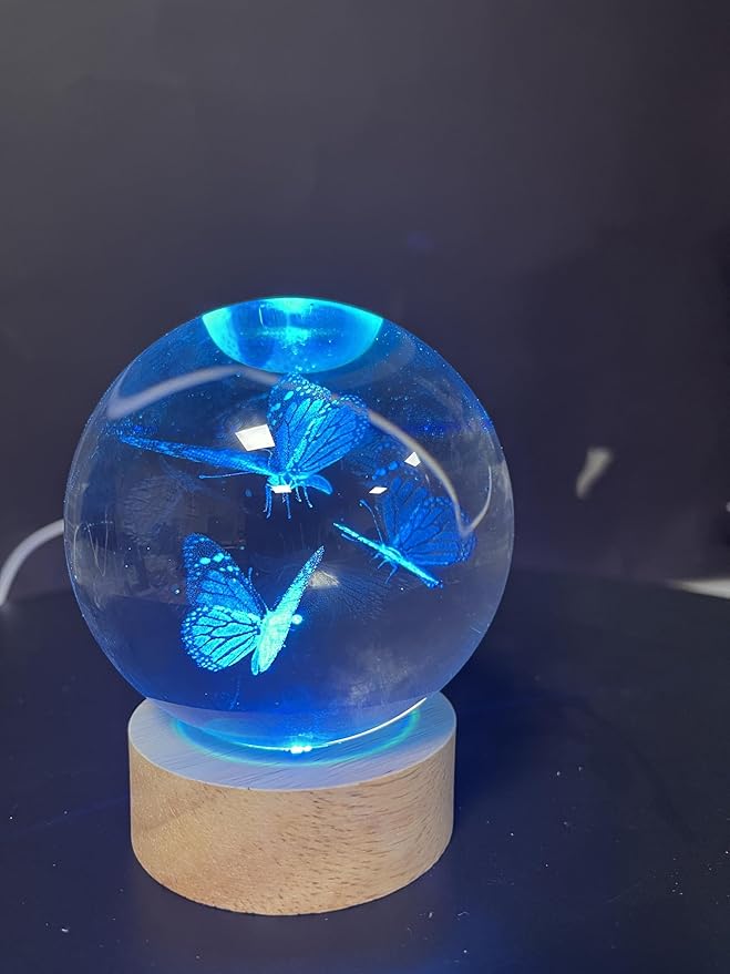 Large 3D Butterfly Lamp, Crystal Butterfly Night Light 16 Color Changing with Remote Control for Bedroom Decor, 3 Butterflies Figurines