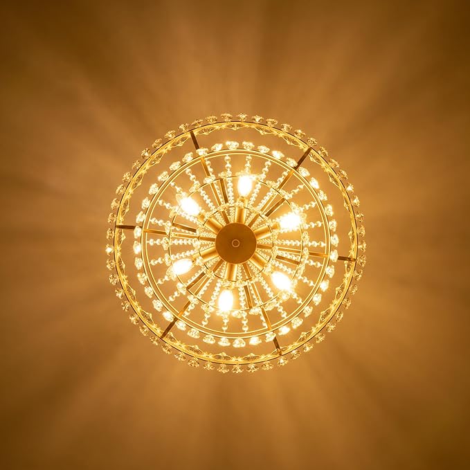 TOCHIC Gold Chandelier French Empire Crystal Chandeliers, 9-Light Modern Luxury Ceiling Light Fixture for Dining Living Room, Bedroom, Kitchen Island, Bathroom, Foyer, 24" W x 24.5" H