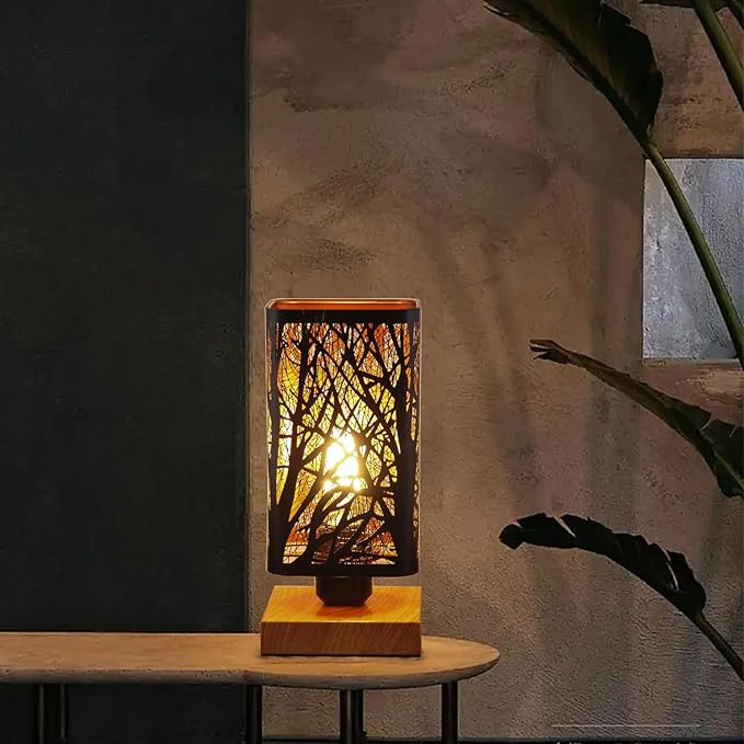 Rustic Table Lamp set of 2 with Dimmer, Small Black Industry Metal bedside Lamp fully Dimmable , Night Light for Kids, Bedroom Nightstands Lamp, Lamp for Living Room End Tables side Decoration