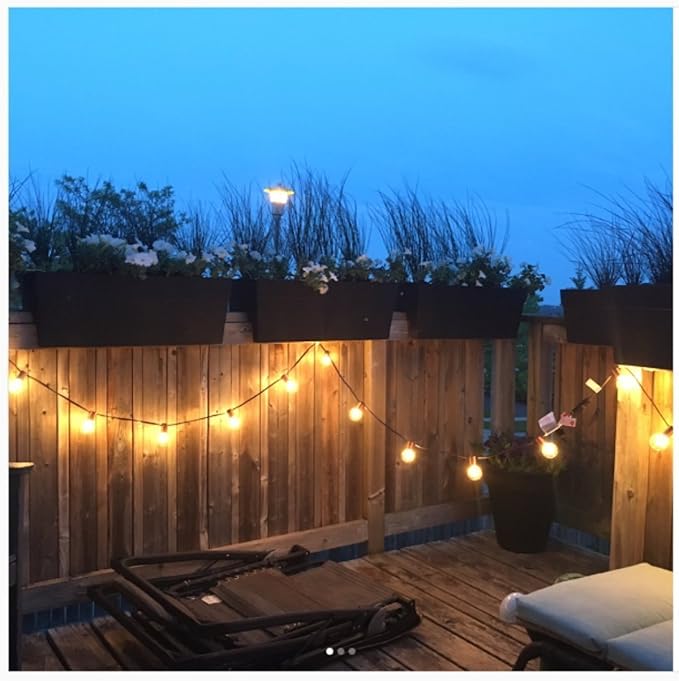 SUNSGNE 25Ft Globe String Lights with 27 Clear G40 Bulbs, Natural Warm Bulb Hanging Umbrella Lights for Backyard Patio Garden Party Cafe Indoor Outdoor Decor-Brown