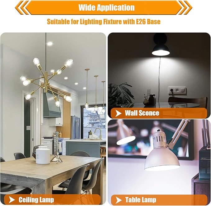 12 Pack Dimmable LED Edison Bulb 40W Equivalent, 5000K Daylight 4W LED Bulbs, E26 Base Vintage Light Bulb, Decorative ST19 Light Bulbs for Ceiling Light Fixtures