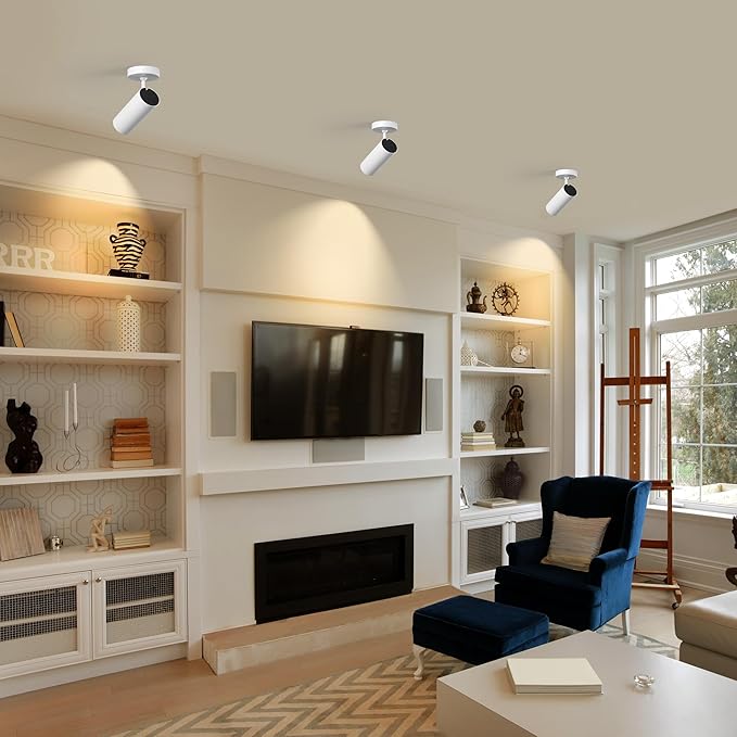 12W LED Monopoint Ceiling Spotlight Indoor - Adjustable Surface Accent Lamp for Corridor, Warm White 3000K, CRI 97 Anti-Glare Picture Painting Spot Light Fixtures, White