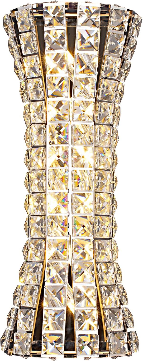 Crystal Wall Sconces,Modern Wall Light Fixtures,Luxury Indoor Chrome Wall Lamp for Living Room Bedroom Bathroom Hallway Doorway Stairway,Bedside,Tricolor Vanity Lighting Fixture - Aura Lighting