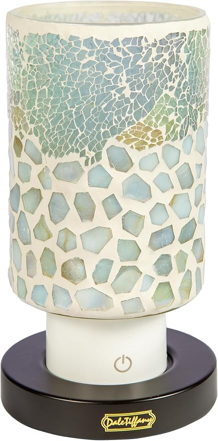 Dale Tiffany TAR24123 Alps White Uplight Mosaic Accent Lamp with Rechargeable Battery and 3-Level Brightness, Multicolor, 8.5-Inch Tall