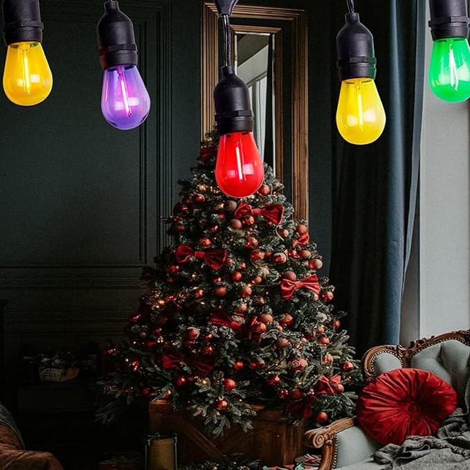 15 Pack S14 LED Bulbs Purple Halloween Replacement Bulb for Outdoor String Lights 1W Vintage LED Edison Filament Bulb E26 Base Plastic Decorative Bulb for Outdoor Patio Christmas Decor(Purple)