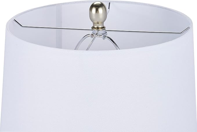 Nourison Home 23" Coastal Blue Ceramic Pot Table Lamp for Bedroom, Living Room, Dining Entryway, with White Shade - Aura Lighting