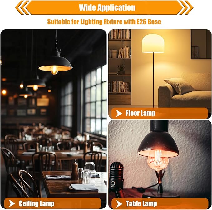 12 Pack Dimmable LED Light Bulbs 40 Watt Equivalent, ST19 Vintage E26 Edison Bulbs, 2700K Soft Warm White 4W LED Bulbs, Antique Filament Decorative Light Bulbs for Light Fixtures