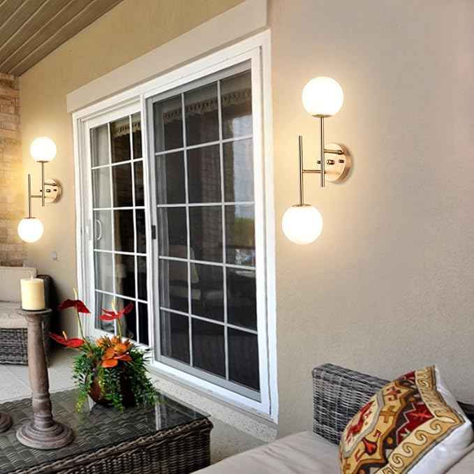 Gold Globe Wall Sconce, 7.5" W x 20" H, G9 Base, Compatible with LED or Halogen Bulbs, Perfect for Bathroom, Kitchen, Living Room, Home Office, Lobby, Bedroom
