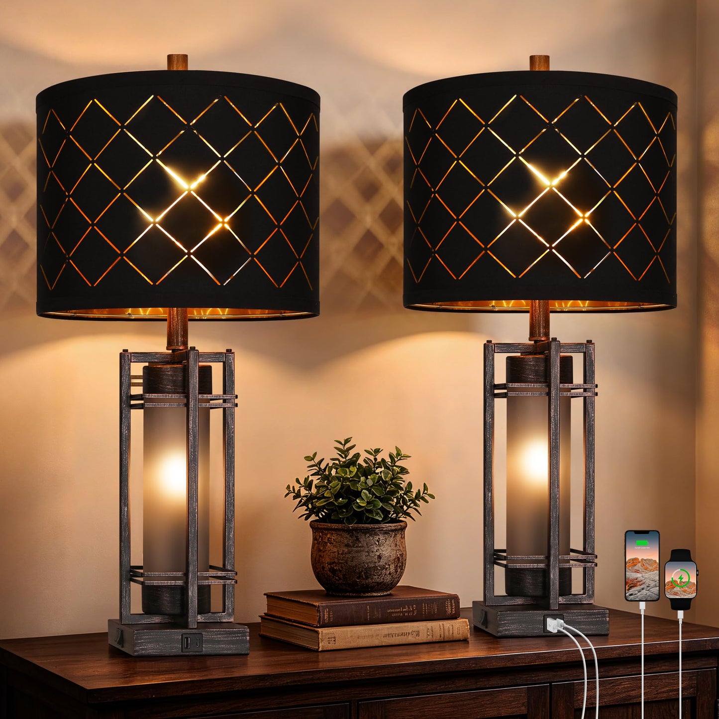 27'' Modern Table Lamp with Nightlight