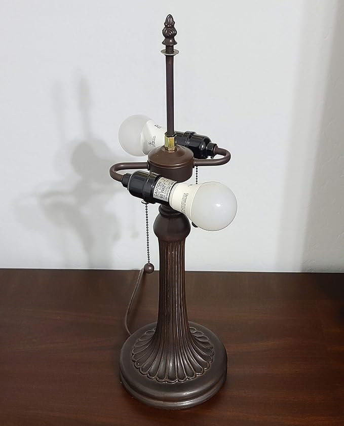 Tiffany Style Table Lamp Banker 22" Tall Stained Glass White Grey Mahogany Floral Flower Elegant Vintage Light Décor Bedside Living Room Bedroom Handmade Gift AM316TL16B Amora Lighting