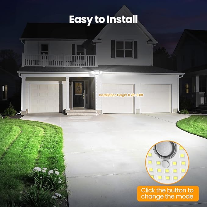 Onforu Solar Lights Outdoor 3000LM 4 Heads Motion Sensor Outdoor Lights, 3 Mode, Solar Security Wall Lights, IP65 Waterproof Flood Lights, Graden, Backyard, 2 Pack