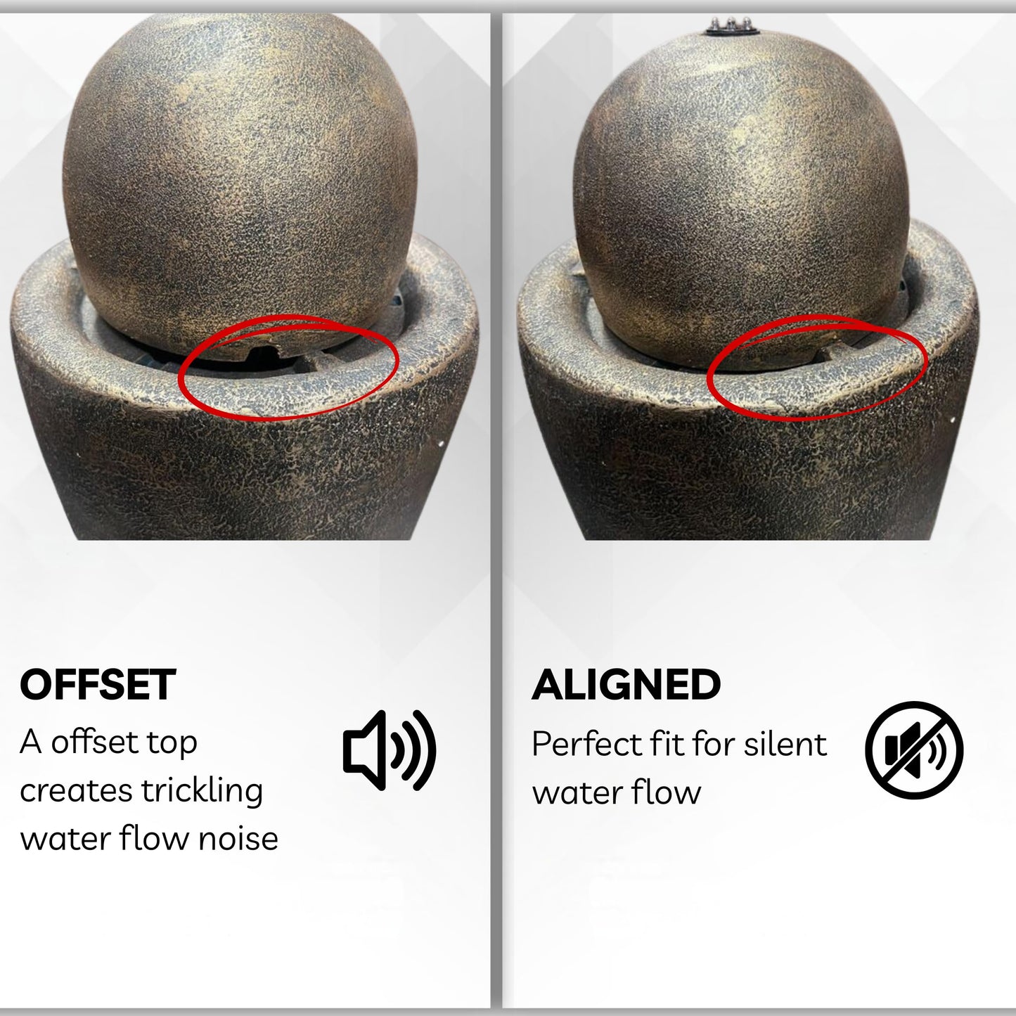 25.98" Modern Sphere Water Fountain with LED Light