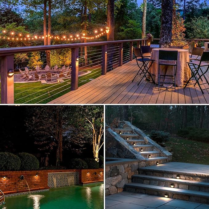 Lumina Lighting® 2W Landscape Deck Lights (12 Pack) | Low Voltage Landscape Deck Lights Waterproof - Outdoor Patio Step Deck Lighting 12V 3000K Replaceable G4 LED Bulb Included DSL0103-BKLED12 (Black)