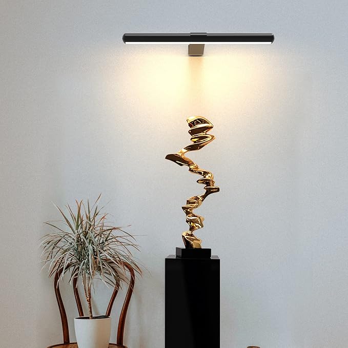 TINTINDOC 16inch Picture Light for Wall with Remote,Rechargeable Battery Dimmable Painting Lighting for Art Full Metal Magnetic, Timer Led Accent Lights for Gallery Dartboard Portrait on Home Wall