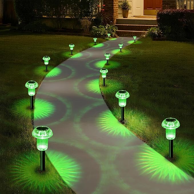St Patricks Day Solar Lights Outdoor 8 Pack Green LED Waterproof Mushroom Outside Lights for Yard Garden Patio Pathway Walkway Landscape Saint Patricks Day Decorations
