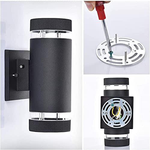 Outdoor Wall Sconce Dusk to Dawn Exterior Lighting Fixture (Cylinder 3 Pack)
