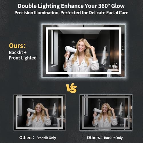 55"x36" LED Bathroom Mirror with Lights (Frontlit & Backlit / 55"L x 36"W)