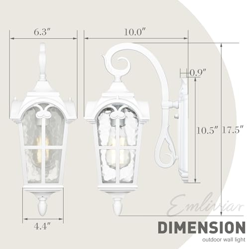 Outdoor Wall Lights (White - Water Glass / 17.5 Inch - No Function)
