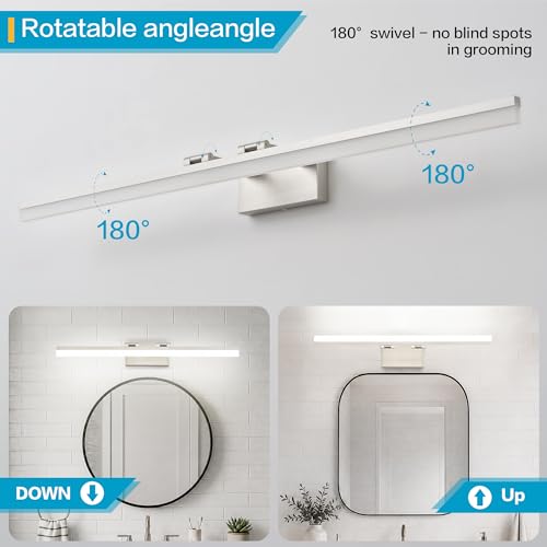 Vanity Lights for Bathroom Retractable (Brushed Nickel Retractable-5CCT&Dimmable / 48-inch)