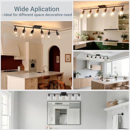 6 Light Kitchen Track Light Fixtures Ceiling Vanity Lights Black (Black / 6-Light)
