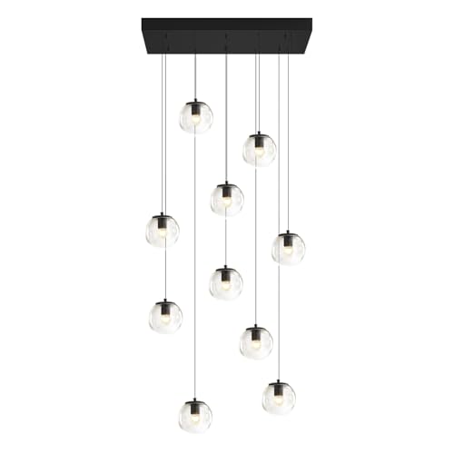 Modern Rectangular Chandelier (Black-Clear / Rectangle 10-Light)